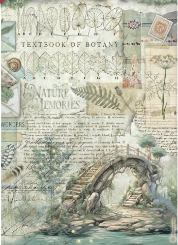 NEW Stamperia A4 Decoupage Rice Paper Herbarium Silvae Bridge DFSA41079