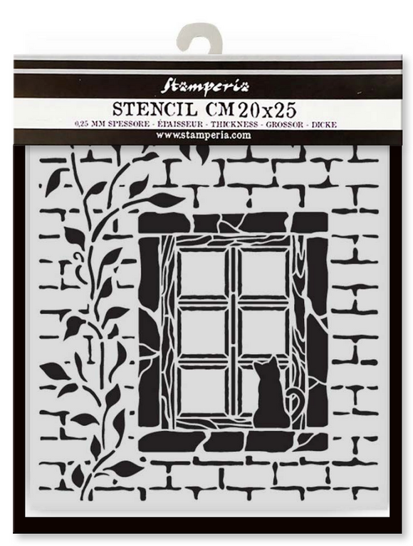 NEW Stamperia Stencil - Thick Stencil -20 x25cm Herbarium Silvae Country Window KSTD195