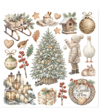 NEW Stamperia White Christmas Rub On Kit DFLRBX21