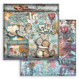NEW Stamperia Furry Friends 2 -  8" x 8" Paper Pad - SBBS150
