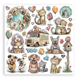 NEW Stamperia Furry Friends 2 -  8" x 8" Paper Pad - SBBS150