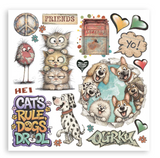 NEW Stamperia Furry Friends 2 Rub On Kit DFLRBX26