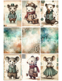 NEW PipART A4 Whimsical Steampunk Mice Page - Digital Download