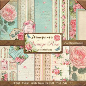 Stamperia 'Vintage Rose' - 12" x 12" Paper Pad - SBBL04