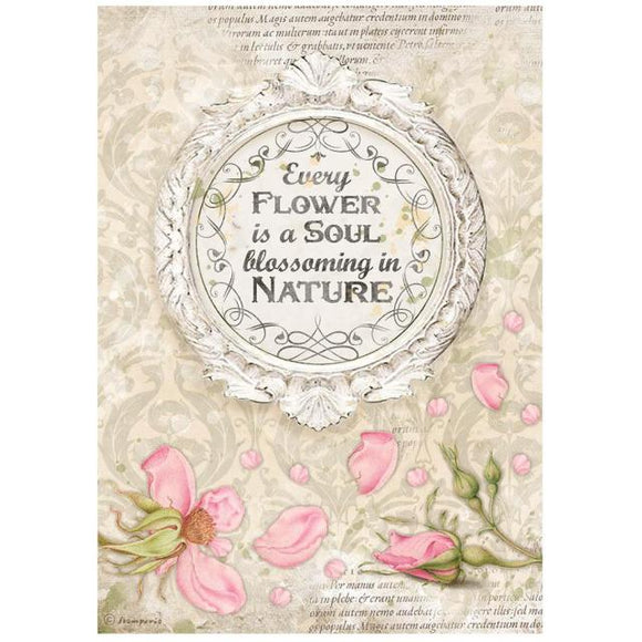 Stamperia A4 Decoupage  Rice Paper  - Romantic Garden House Quote- DFSA4670
