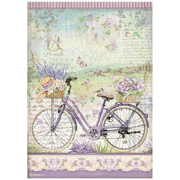 Stamperia A4 Decoupage  Rice Paper  - Provence Bicycle - DFSA4671