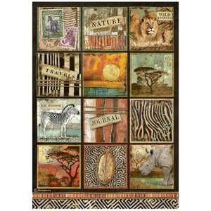 Stamperia A4 Decoupage  Rice Paper  Packed - Savana 'Square' - DFSA4688