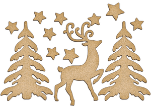 Fabrika Decoru 'Christmas Tree's and Reindeer' MDF Elements  - FDSBK-169