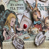 'Alice in Wonderland' Mixed Media Reverse Wooden Board Canvas - Mindy Shokar