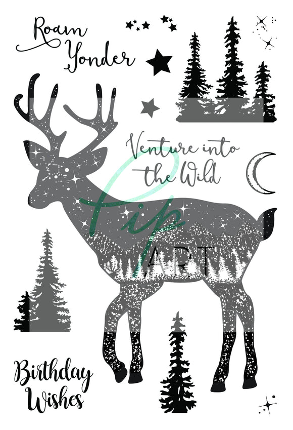 PipART- Venture into the Wild (Deer) - A6 Stamp