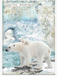 Stamperia A4 Rice Paper Packed Arctic World Polar Bears DFSA4478
