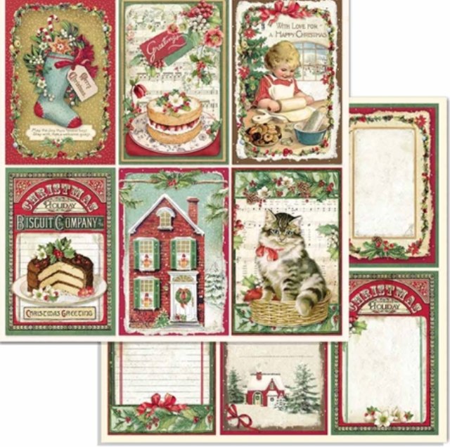 NEW Stamperia Christmas Greetings Background 12 x 12 Paper Pad SBBL1 –  PipART Creations