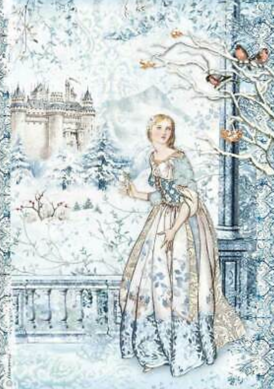 Stamperia A4 Decoupage Rice Paper -  Winter Tales Fairy in the Snow DFSA4489