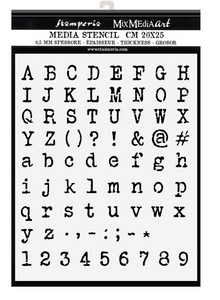 Stamperia Stencil - Thick Stencil -20x25cm  Alphabet & Numbers KSDT061