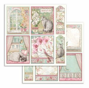 Stamperia 'Orchid and Cats - Cards" -  Double Face Paper 30 x 30 SBB755
