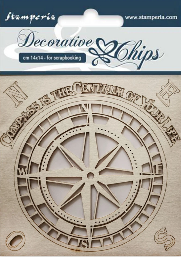 Stamperia Decorative chips cm. 14x14 Compass  - SCB29