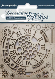 Stamperia Decorative chips cm. 14x14 Gears & Clocks - SCB33