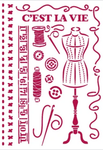 Stamperia Stencil - Flexible transparent 21x29,7cm -Romantic Threads Couture - KSG467