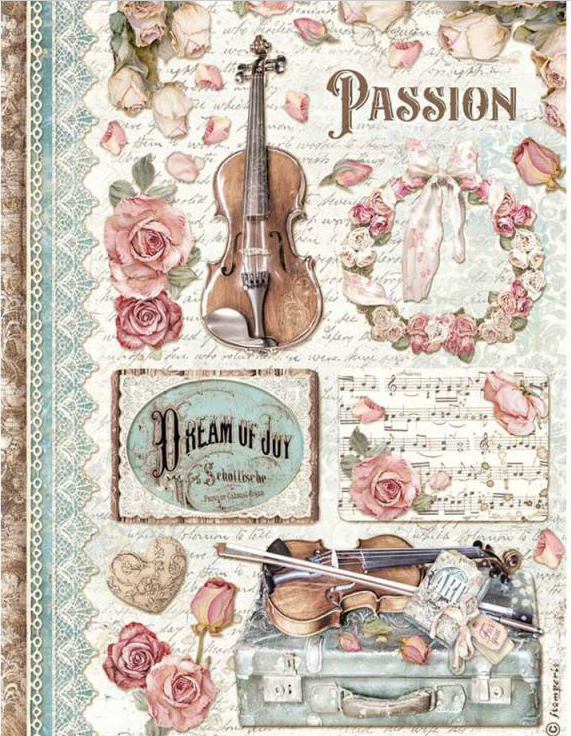Stamperia A4 Decoupage  Rice Paper Passion Music DFSA4621