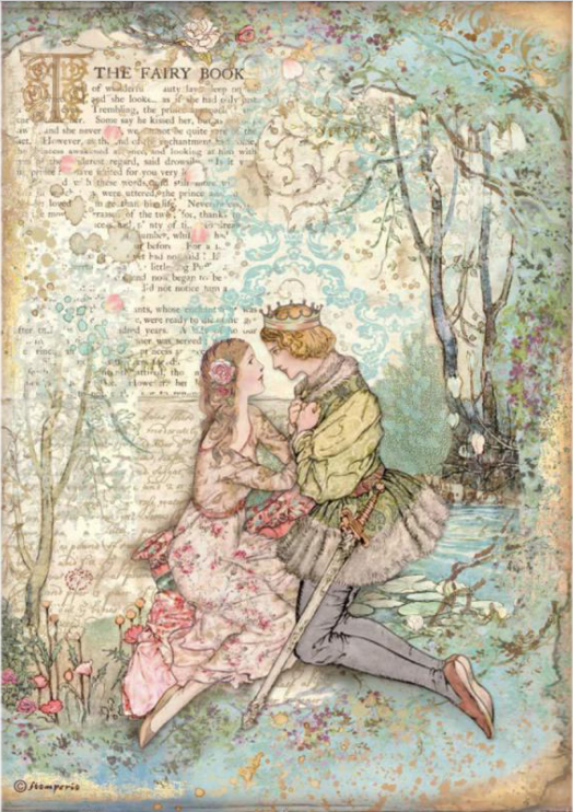 Stamperia A4 Decoupage  Rice Paper Sleeping Beauty - Lovers DFSA4574