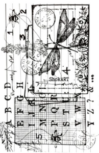 ShokART- Vintage DragonFly A6 Stamp - DA0091