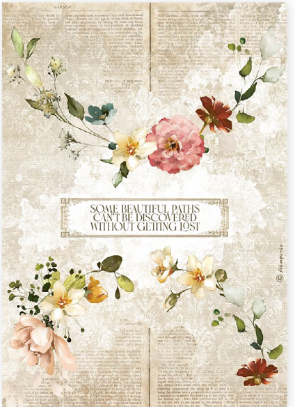 Stamperia A4 Decoupage  Rice Paper - Garden of Promises Cherish Garlands - DFSA4690