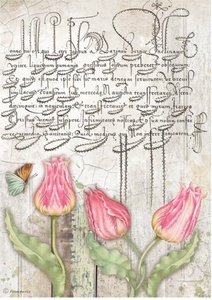 Stamperia A4 Decoupage  Rice Paper  - Romantic Garden House Tulips - DFSA4666