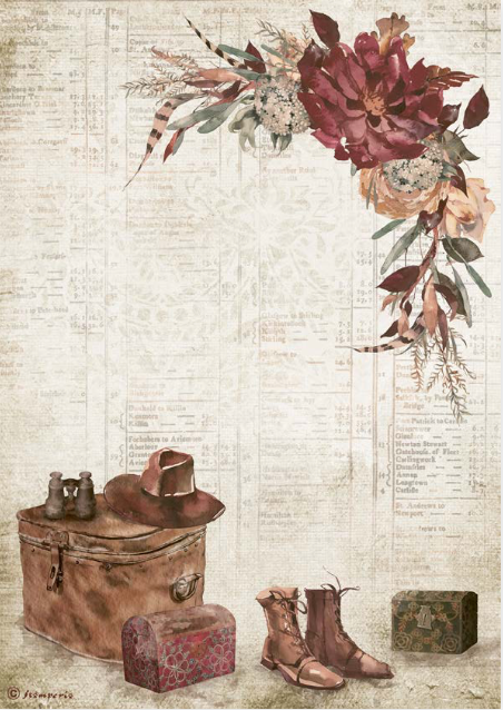 Stamperia A4 Decoupage  Rice Paper - Our Way Country Elements - DFSA4714