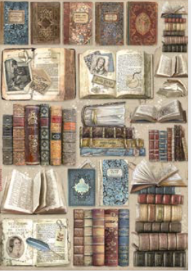 NEW Stamperia A4 Decoupage Vintage Library - Books DFSA4755