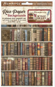 NEW Stamperia A6 Decoupage Vintage Library - 8 Backgrounds  DFSAK6001