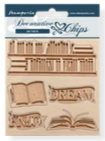 NEW Stamperia Decorative chips cm. 14x14 Vintage Library Dream, Enjoy  - SCB167