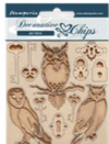 NEW Stamperia Decorative chips cm. 14x14 Vintage Library Keys and Owls  - SCB168