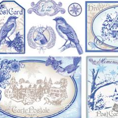 Stamperia 50 x 50cm Decoupage Rice Paper - Vintage Blue Christmas DFS294