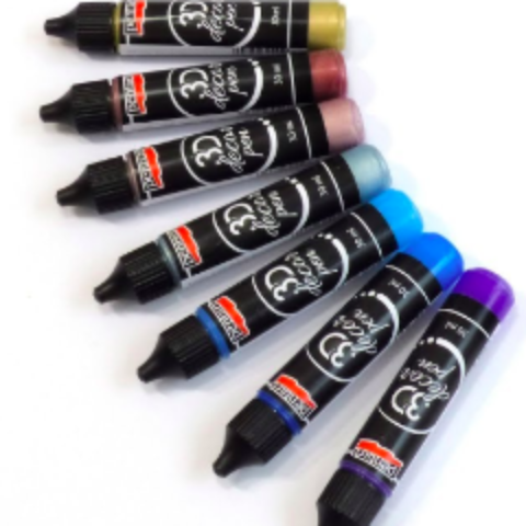 Pentart 3D Decor Pens Transparent, Opaque and Glitter Colours- 30ml