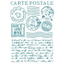 Stamperia Stencil - Flexible transparent 21x29,7cm - Postcard Script - KSG393