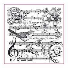 Stamperia Natural Rubber Stamps 10x10cm - Musical Notes Bird - WTKCC142