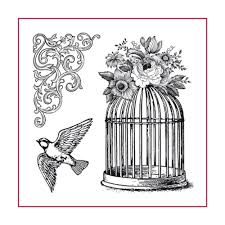 Stamperia Natural Rubber Stamps 10x10cm - Bird Cage - WTKCC141