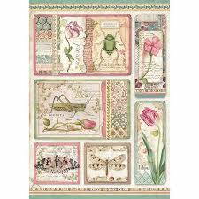 Stamperia A4 Decoupage Rice Paper -  Spring Botanic Cards DFSA4360