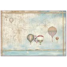 Stamperia 48 x 33 Decoupage Rice Paper -  Sea Land Balloons DFS404