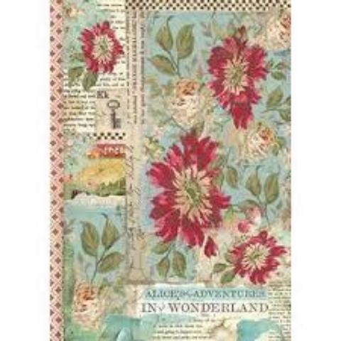 Stamperia A4 Decoupage Rice Paper -  Alice Red Flower DFSA4351