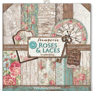 Stamperia 'Rose and Laces and Wood' - 12" x 12" Paper Pad - SBBL25